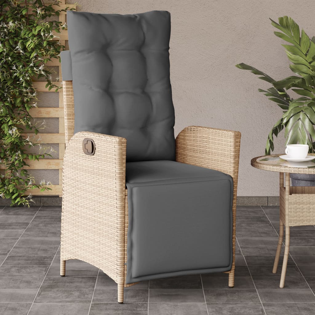 vidaXL Gartensessel mit Fußteil 2 Stk. Verstellbar Poly Rattan