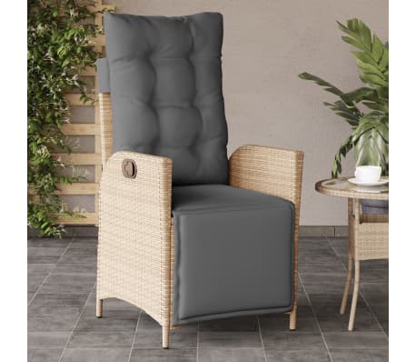 vidaXL Gartensessel mit Fußteil 2 Stk. Verstellbar Poly Rattan