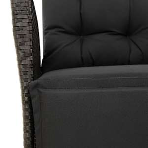 3dílný bistro set s poduškami černý polyratan - obrázek 12