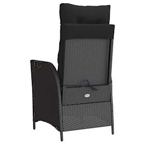 3dílný bistro set s poduškami černý polyratan - obrázek 7