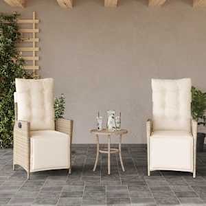 3dílný bistro set s poduškami béžový polyratan - obrázek 3