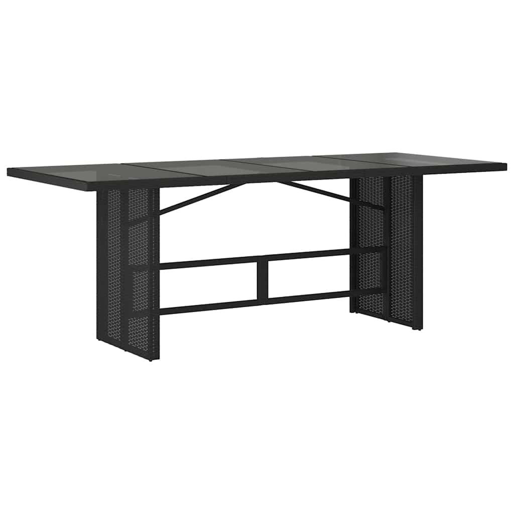 vidaXL Zahradní stůl se skleněnou deskou černý 190x80x74 cm polyratan