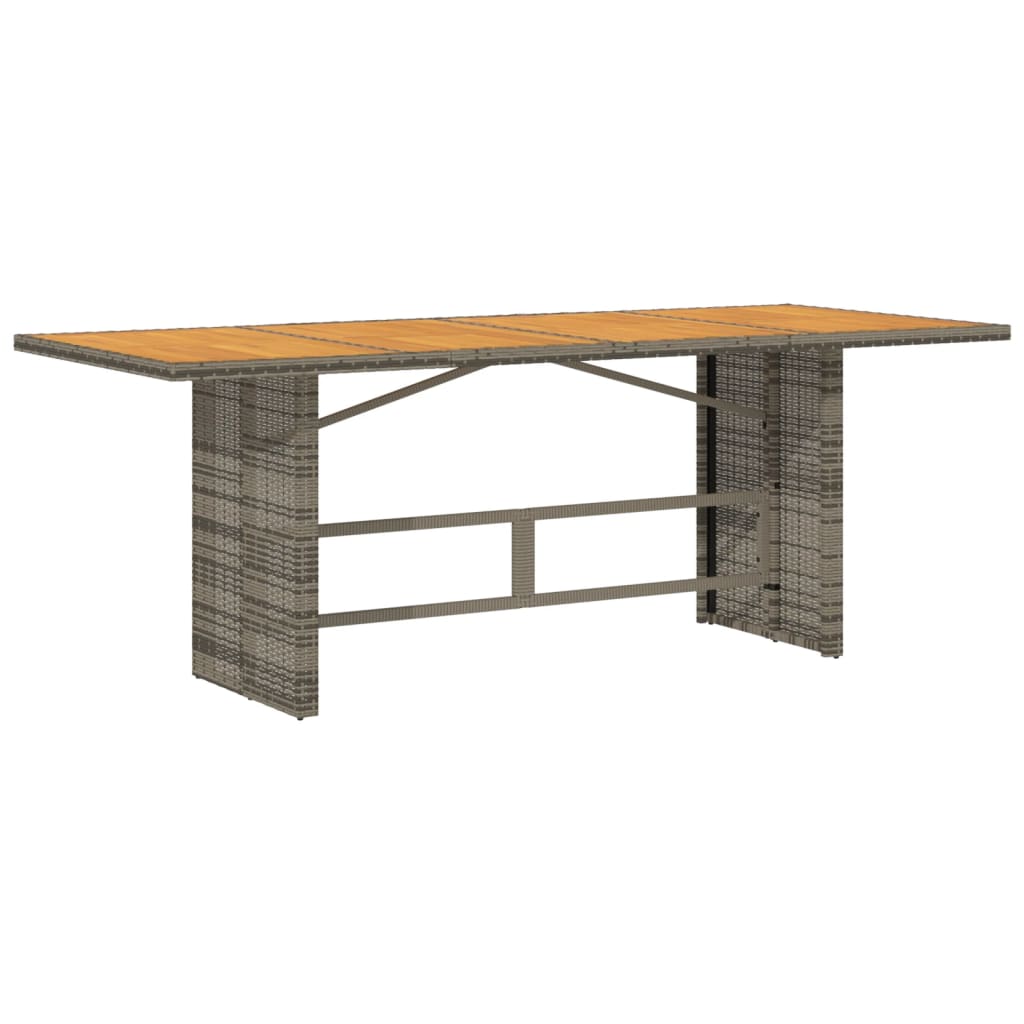 vidaXL Zahradní stůl s akáciovou deskou šedý 190x80x74 cm polyratan