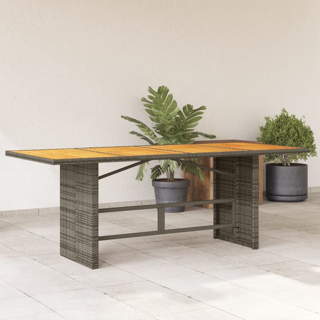 vidaXL havebord med top i akacietræ 190x80x74 cm polyrattan grå