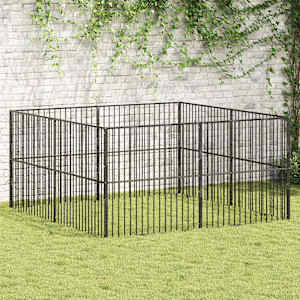 Pasja ograda 8 panelov črno pocinkano jeklo