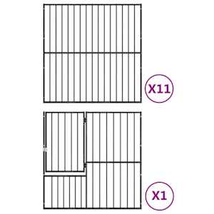 Ohrádka pro psy 12 panelů černá pozinkovaná ocel - obrázek 8