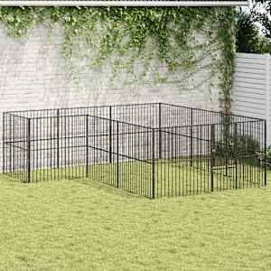 Pasja ograda 12 panelov črno pocinkano jeklo