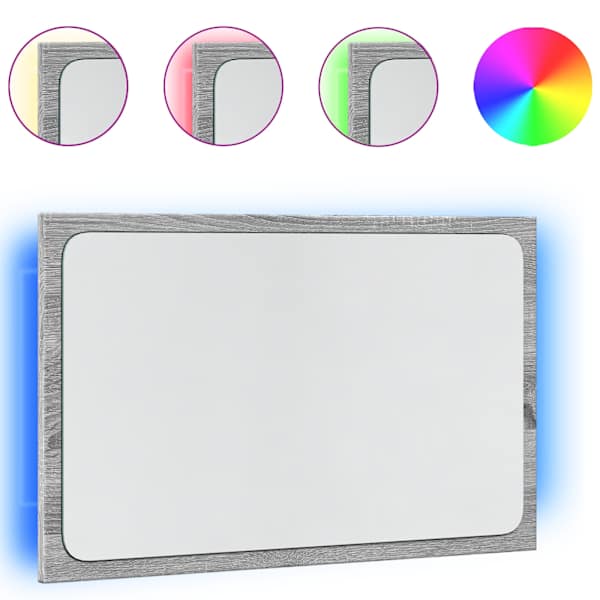 vidaXL vannitoapeegel, LED, hall Sonoma tamm, 60x8,5x38 cm, tehispuit
