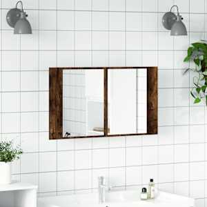 LED koupelnová skříňka se zrcadlem kouřový dub 80x12x45cm akryl - obrázek 3