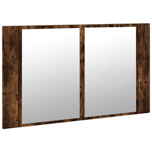 LED koupelnová skříňka se zrcadlem kouřový dub 80x12x45cm akryl - obrázek 6