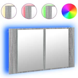 LED koupelnová skříňka se zrcadlem šedá sonoma 80x12x45cm akryl - obrázek 2