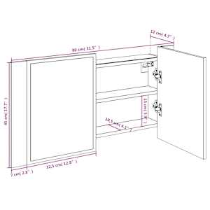 LED koupelnová skříňka se zrcadlem šedá sonoma 80x12x45cm akryl - obrázek 16