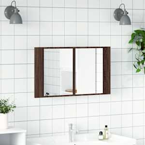 LED koupelnová skříňka se zrcadlem hnědý dub 80x12x45 cm akryl - obrázek 3