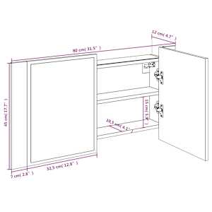 LED koupelnová skříňka se zrcadlem hnědý dub 80x12x45 cm akryl - obrázek 16