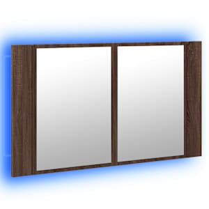 LED koupelnová skříňka se zrcadlem hnědý dub 80x12x45 cm akryl - obrázek 5