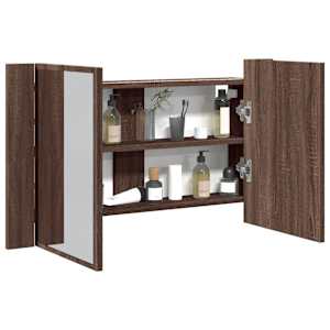 LED koupelnová skříňka se zrcadlem hnědý dub 80x12x45 cm akryl - obrázek 1
