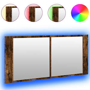 LED koupelnová skříňka se zrcadlem kouřový dub 100 x 12 x 45 cm - obrázek 2
