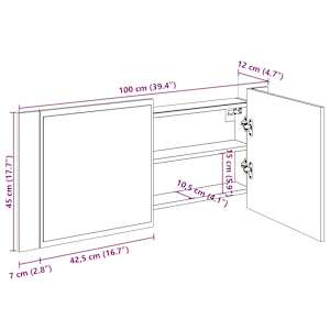 LED koupelnová skříňka se zrcadlem kouřový dub 100 x 12 x 45 cm - obrázek 16