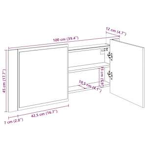 LED koupelnová skříňka se zrcadlem šedá sonoma 100 x 12 x 45 cm - obrázek 16