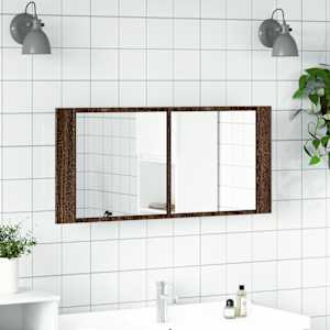 LED koupelnová skříňka se zrcadlem hnědý dub 100 x 12 x 45 cm - obrázek 3
