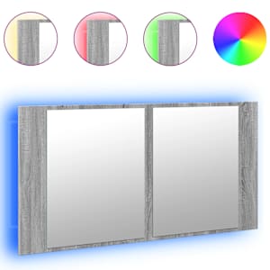 LED koupelnová skříňka se zrcadlem šedá sonoma 90x12x45cm akryl - obrázek 2