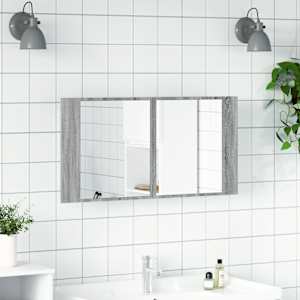 LED koupelnová skříňka se zrcadlem šedá sonoma 90x12x45cm akryl - obrázek 3