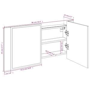 LED koupelnová skříňka se zrcadlem šedá sonoma 90x12x45cm akryl - obrázek 16