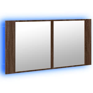 LED koupelnová skříňka se zrcadlem hnědý dub 90x12x45 cm akryl - obrázek 5