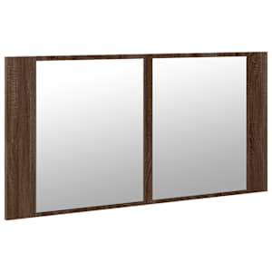 LED koupelnová skříňka se zrcadlem hnědý dub 90x12x45 cm akryl - obrázek 6