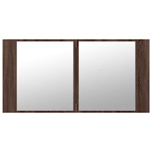 LED koupelnová skříňka se zrcadlem hnědý dub 90x12x45 cm akryl - obrázek 7