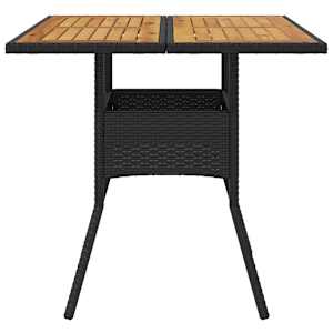 Zahradní stůl s akáciovou deskou černý 80x80x75 cm polyratan - obrázek 4