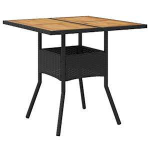 Zahradní stůl s akáciovou deskou černý 80x80x75 cm polyratan - obrázek 6
