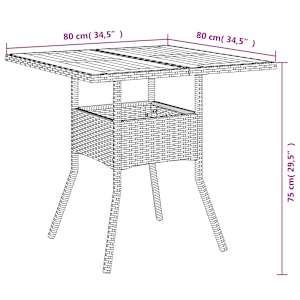 Zahradní stůl s akáciovou deskou černý 80x80x75 cm polyratan - obrázek 11