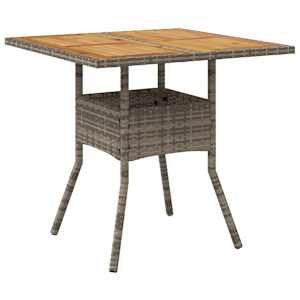 vidaXL aialaud akaatsiapuidust plaadiga, hall, 80x80x75 cm, PE-rotang