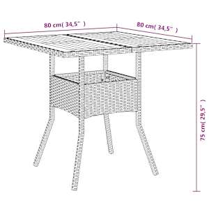 Zahradní stůl s akáciovou deskou šedý 80 x 80 x 75 cm polyratan - obrázek 11