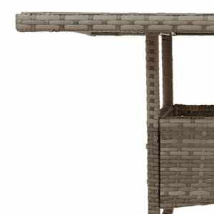 Zahradní stůl se skleněnou deskou šedý 80x80x75 cm polyratan - obrázek 9