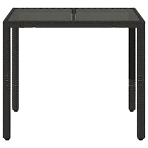 Zahradní stůl se skleněnou deskou černý 90x90x75 cm polyratan - obrázek 4