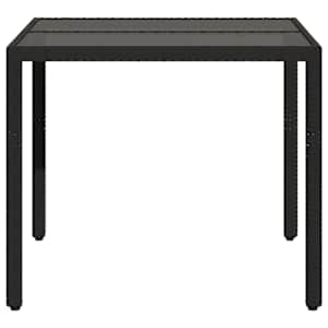 Zahradní stůl se skleněnou deskou černý 90x90x75 cm polyratan - obrázek 5
