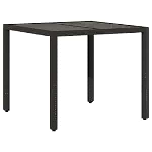 Zahradní stůl se skleněnou deskou černý 90x90x75 cm polyratan - obrázek 6