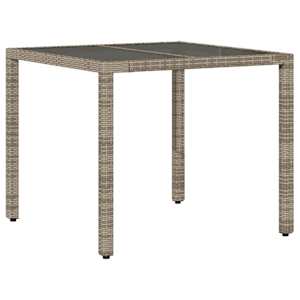Zahradní stůl se skleněnou deskou šedý 90x90x75 cm polyratan - obrázek 2