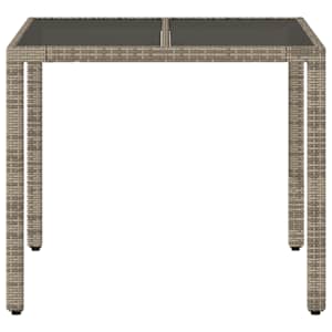 Zahradní stůl se skleněnou deskou šedý 90x90x75 cm polyratan - obrázek 4