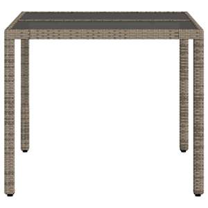 Zahradní stůl se skleněnou deskou šedý 90x90x75 cm polyratan - obrázek 5