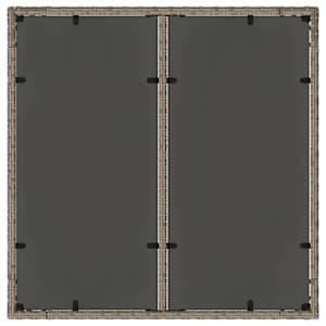 Zahradní stůl se skleněnou deskou šedý 90x90x75 cm polyratan - obrázek 7