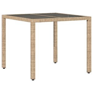 vidaXL aialaud klaasplaadiga, beež, 90 x 90 x 75 cm, pol&uuml;rotang