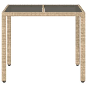 Zahradní stůl se skleněnou deskou béžový 90x90x75 cm polyratan - obrázek 4