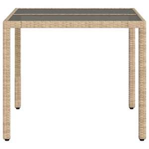 Zahradní stůl se skleněnou deskou béžový 90x90x75 cm polyratan - obrázek 5