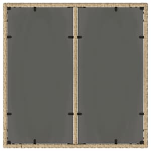 Zahradní stůl se skleněnou deskou béžový 90x90x75 cm polyratan - obrázek 7