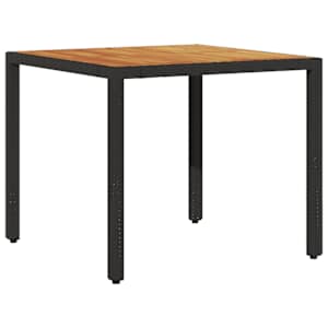 vidaXL aialaud akaatsiapuidust plaadiga, must, 80x80x75 cm, PE-rotang