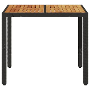 Zahradní stůl s akáciovou deskou černý 90x90x75 cm polyratan - obrázek 4
