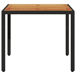 Zahradní stůl s akáciovou deskou černý 90x90x75 cm polyratan - obrázek 5